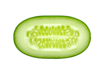 Cucumber cut in half isolated on white or transparent background. PNG