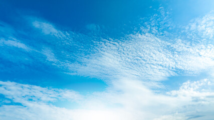 Panorama of cloud clear sky background for summer vacation concept at ocean and summer sea water with sunlight of beautiful cloudy	
