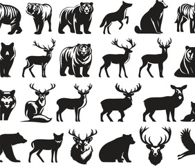 Black Minimalist Animals Silhouettes Icons