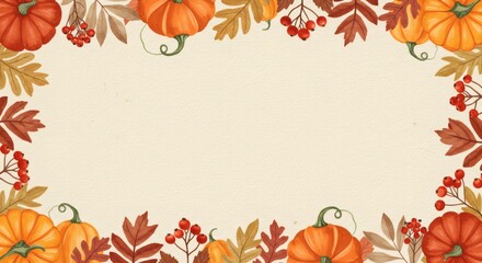 Autumnal Thanksgiving Wallpaper for Copy Space Festive Pumpkins & Fall Foliage
