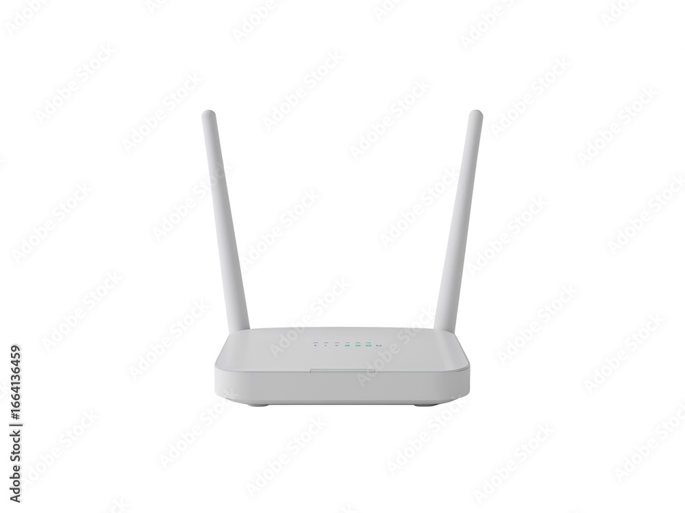 Poster wireless router broadcasting signals isolated, providing seamless internet connectivity