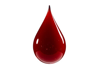 A single red blood drop isolated on transparent background