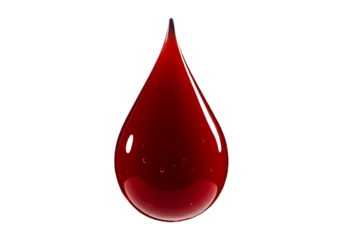 A single red blood drop isolated on transparent background