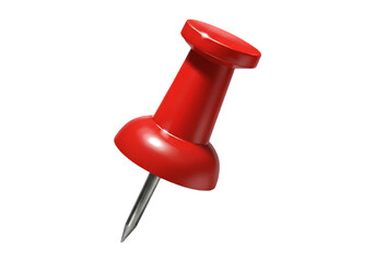 Red thumbtack isolated on transparent background