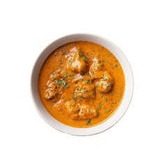 Bowl of Butter Chicken Curry on a Transparent PNG Background