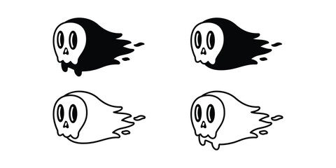 Ghost spooky vector icon Halloween pumpkin skull logo cartoon character doodle symbol illustration design clip art