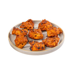 Tandoori Chicken Tikka on a Plate on a Transparent PNG Background