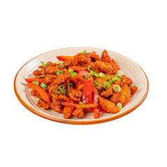 Chinese Starter Dragon Chicken on a Plate on a Transparent PNG Background