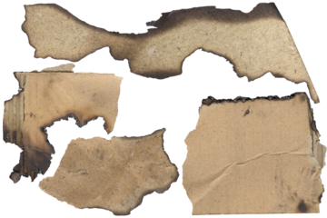 Burnt paper edge texture – charred torn sheet, isolated transparent background