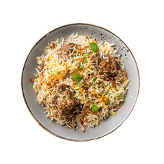 Mutton Biryani in a Bowl on a Transparent PNG Background