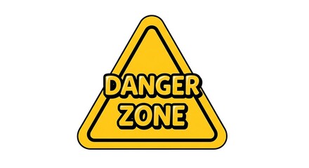 Obraz premium A yellow triangular warning sign with a black border and bold text reading 'Danger Zone' inside.