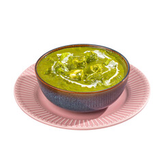 Palak Panner Curry in a Bowl on a Transparent PNG Background