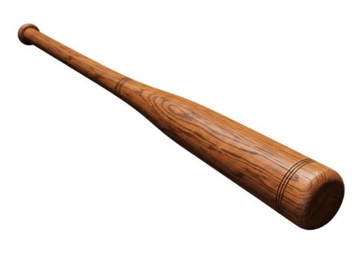 Wooden baseball bat isolated on transparent background