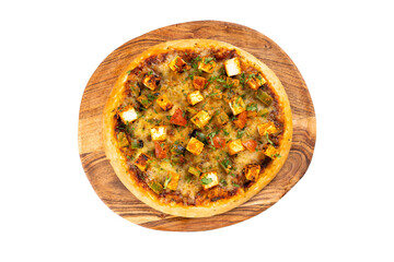 Paneer Pizza Top View on a Transparent PNG Background