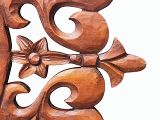 The white background image in the picture is a wooden frame decorated with carved patterns of brown...