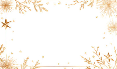 Star border with golden sparkles on white background