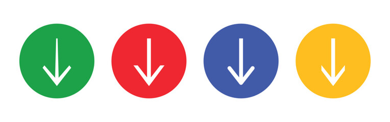 Down straight arrow flat vector design downward plant concept set