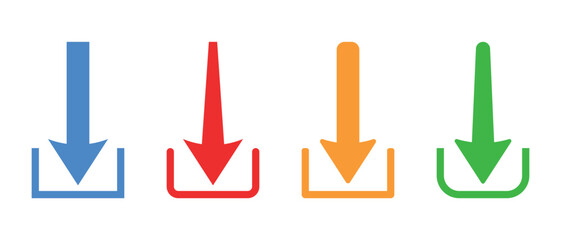 Plant growth straight arrow set downward colorful flat vector style