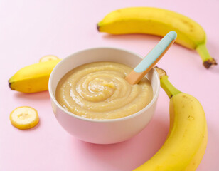 Baby Food Banana Puree Gentle Background