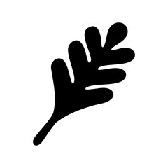 Obraz premium Stylized black and white leaf illustration with rounded lobes and simplicity