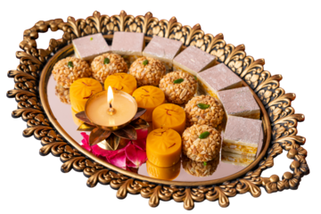 Tray Full of Indian Sweets on a Transparent PNG Background