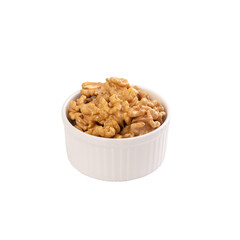 Walnuts in a White Ceramic Bowl on a Transparent PNG Background