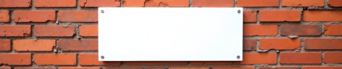 Obraz premium Clean white placard against textured brick wall, template, marketing
