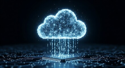 Cloud computing concept, digital data transfer