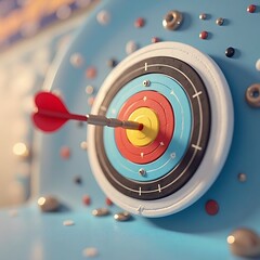 Dart Hitting Bullseye Target Accuracy and Precision