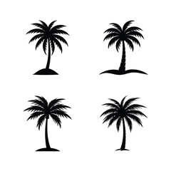 set of palm trees silhouettes