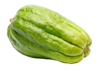 Single Green Chayote Squash with Wrinkled Texture vegetable food isolated on a transparent background