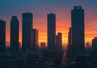 cinematic photo of a big city view of tall buildings