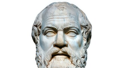 Marble Bust of Socrates on White Background sculpture