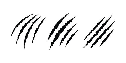 Animal Scratch Marks Vector Set. Claw Slash Silhouette Graphics © Fergun