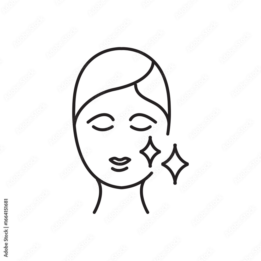 Poster glowing skin icon isolated flat vector in outline simple illustration for web and app..eps