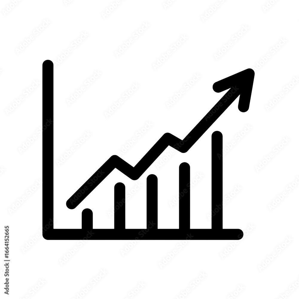 Poster line graph showing growth and increase on transparent background