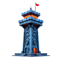 Defensive watchtower design coastal fortress digital art futuristic eye-level security concept