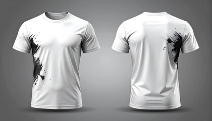 White t-shirt with black ink splatters