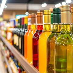 Wine bottles in a supermarket