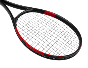 Red and Black Tennis Racket Close Up Studio Shot Isolated on Transparent Background PNG