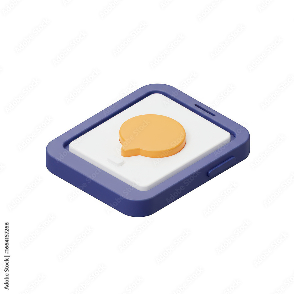 Poster mobile phone with speech bubble icon isolated on transparent background