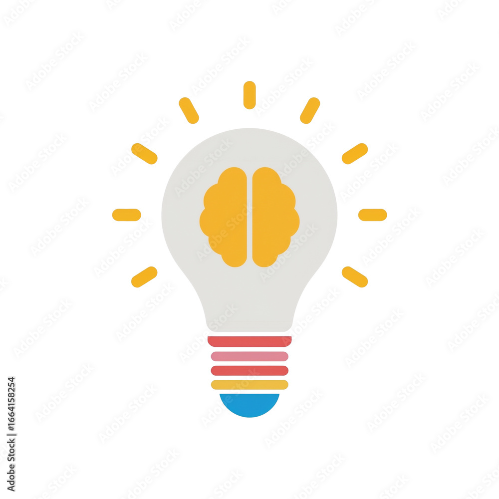 Aufkleber conceptual brainpower illumination with creative thinking symbol on a clean canvas background