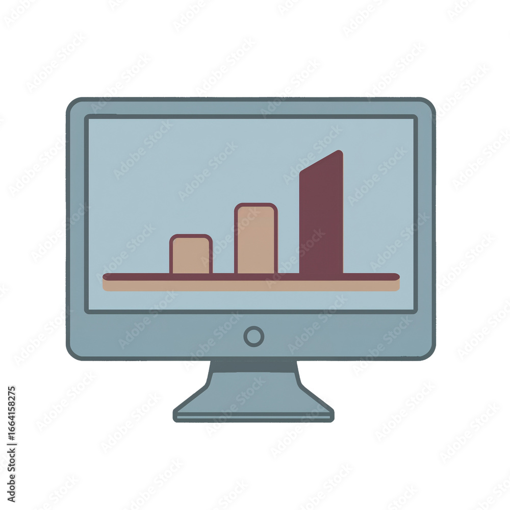 Poster digital growth visualization on transparent screen, representing ascending statistical data