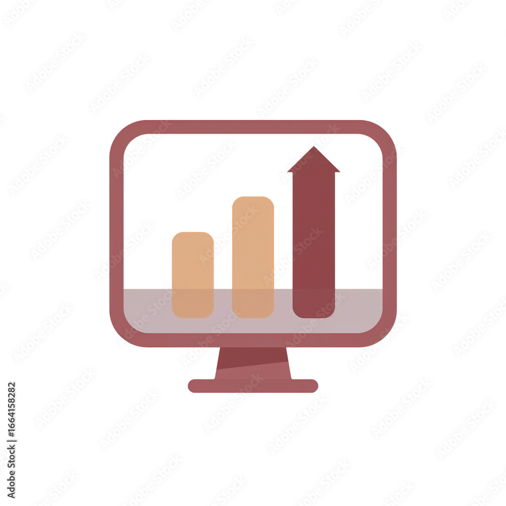 Poster abstract rendering of ascending chart on a computer screen with a transparent layout