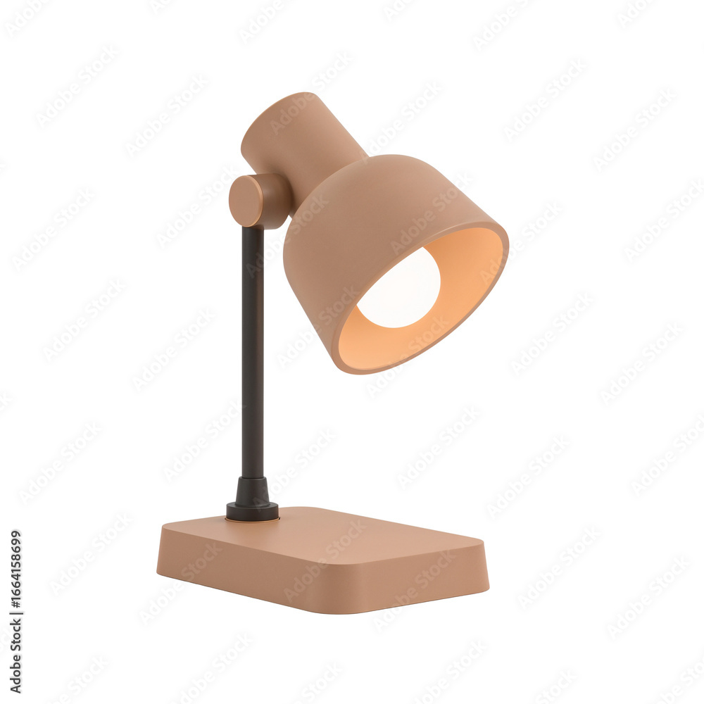 Poster isolated desk lamp casting light glow isolated, modern illumination source design on clear space