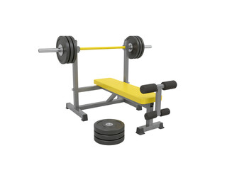 Weightlifting bench and weights on transparent, promoting strength and fitness goals
