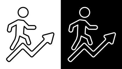 Running Upward Arrow Icon Symbolizing Progress, Growth, and Success