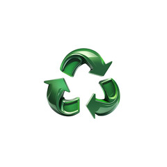 Obraz premium Green glossy 3D recycle symbol shines against black. Great for presentations, branding, or graphics emphasizing sustainability.