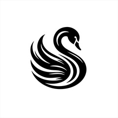 Naklejka premium Elegant black swan silhouette logo design
