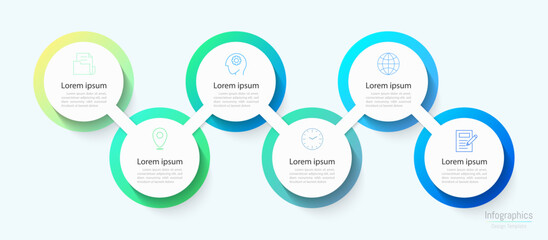 Infographic 6 options design elements for your business data. Vector Illustration.